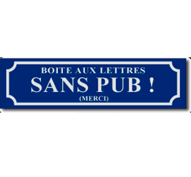 Plaque de Boîte à lettres ''SANS PUB''