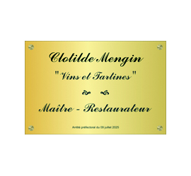 Plaque Ma&icirc;tre Restaurateur Laiton 30x20